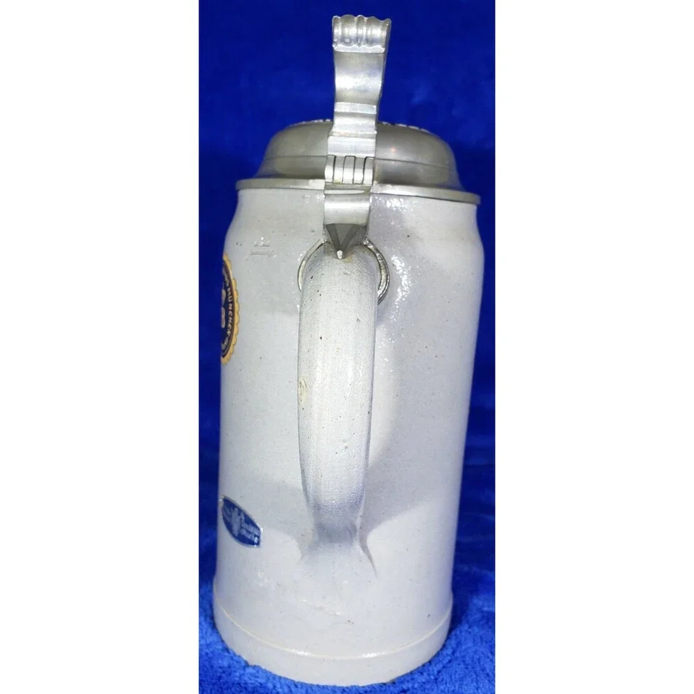 Collectible German HB 1Ltr Lidded Staatliche Hofbräuhaus Stein, W/Orig. Decals!!